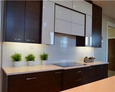 Simple Style Resistant to Moisture Modular Wood Veneer Kitchen Cabinet