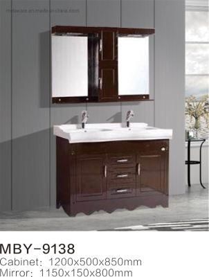White Color PVC Bathroom Cabinet, PVC Bathroom Vanity Cabinet with Ceramic Basin