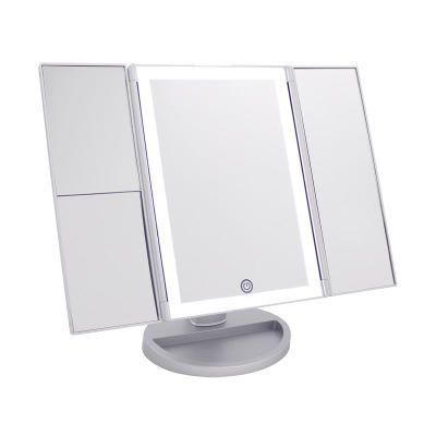 Hot Selling Trifold LED Makeup Mirror with 2X 3X Magnifying Mirror Household Mirror Product