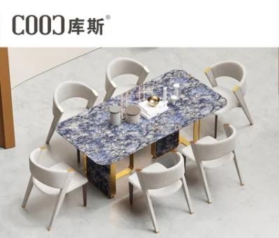 Villa Airbnb Dining Table Modern Rest Area Luxury Leather Chair Tables Clubhouse Reception Tables Tender High End Furniture