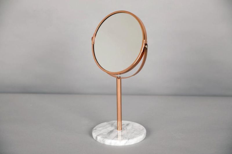 Luxury Modern Round Standing Marble Pedestal Makeup Mirrors for Dressing Table in Home and Hotel