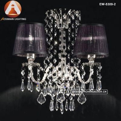 2 Light Iron Art Wall Sconce with Clear and Black Crystal