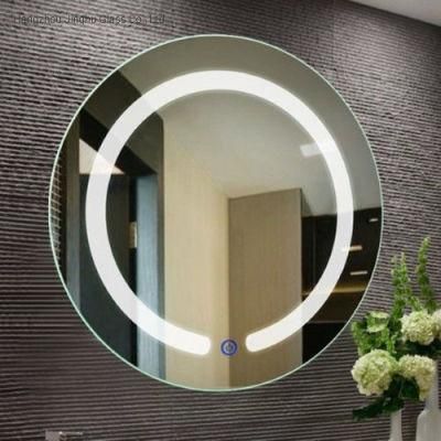 Modern Exquisite Round LED Light Illuminated Bathroom Mirror with Aluminum Frame