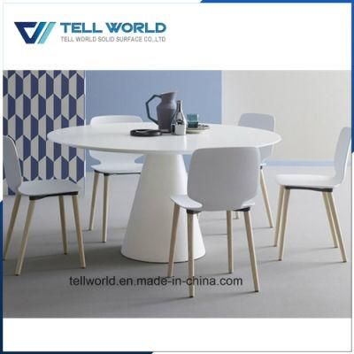 Luxury 8 Person 1.6m White Acrylic Solid Surface Round Conference Table