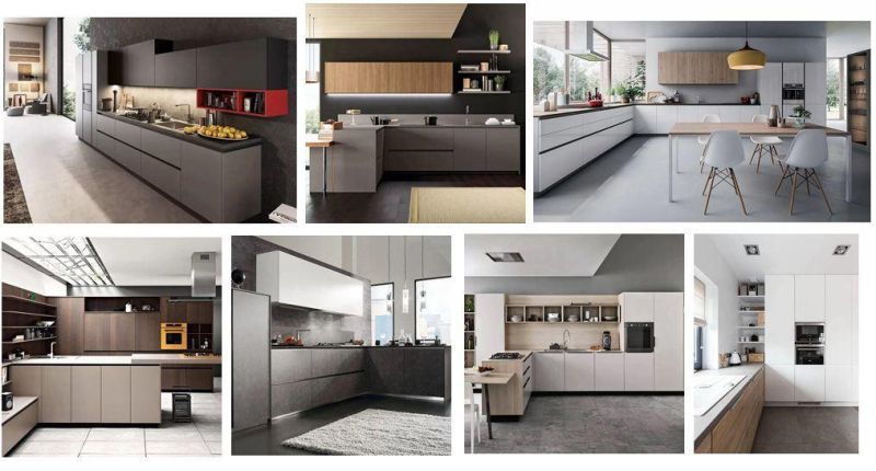 2019 Purple and Popular Matt Lacquer Handle Free Kitchen Furniture with Blum Hinge