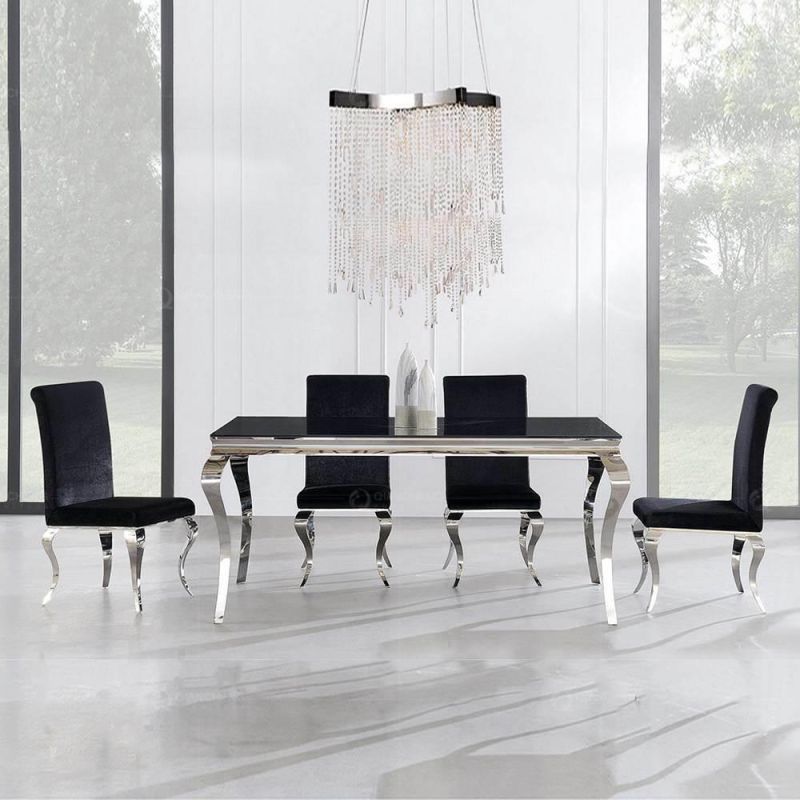 Foshan Furniture Modern Design Stainless Steel Marble/Glass Dining Tables