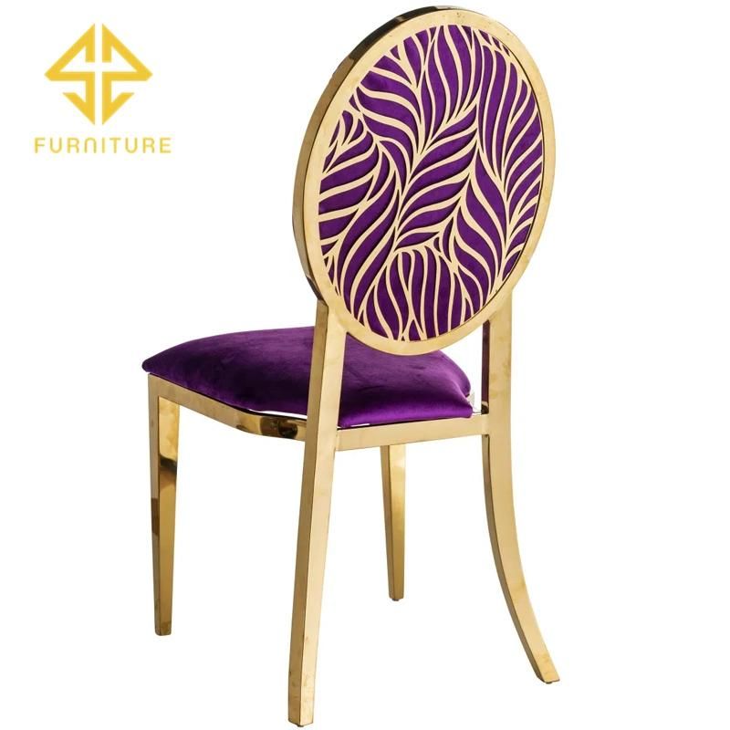 Wholesale Modern Special Back Design Velvet Cushion Metal Wedding Chair for Hotel Event Party Using
