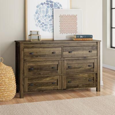 Classic Furniture Coffee Table Wooden 6 Drawer Double Dresser Sideboard for Bedroom