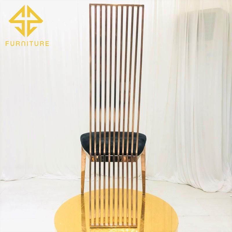 Elegant Design Stainless Steel High Back Dining Chair Hotel Furniture Wedding Events Used