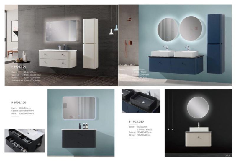 Modern White Large Storage Bathroom Vanity with LED Mirror