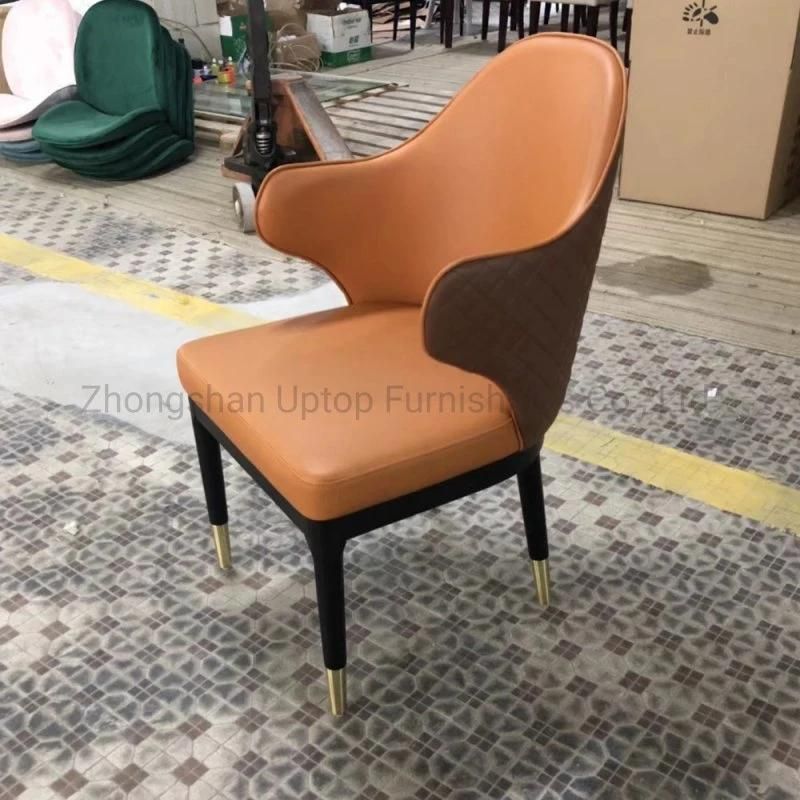 (SP-EC209) Modern Furniture Comfortable PU Leather Wood Leg Upholstery Hotel Lobby Chair