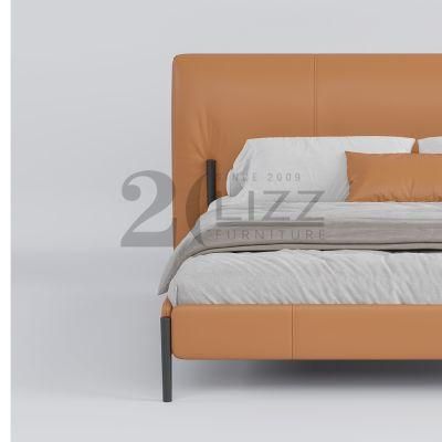 Hot Selling Contemprary Minimalist Style Hotel Home Furniture Set Nordic Yellow Leather Bed