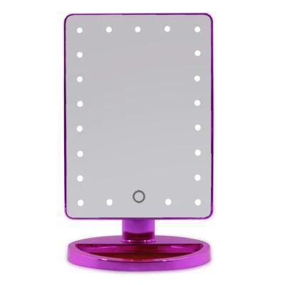 Home Products LED Lights Vanity Travel Mirror with Touch Screen Switch Makeup Mirror