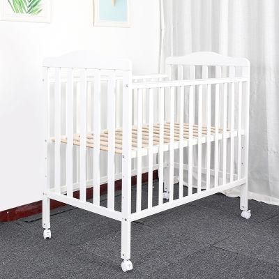 White Color Hot Sale Adjustable Pine Wood Baby Bed Painnting Kids Furniture in Stock