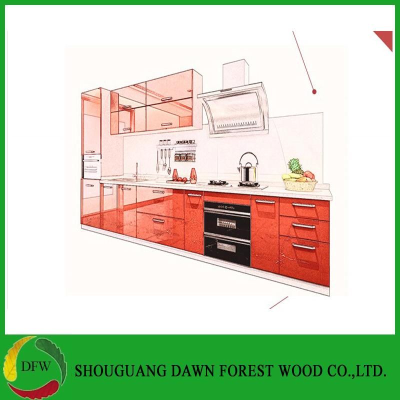 Modern High Glossy Kitchen Furniture Red Lacquer Kitchen Cabinets