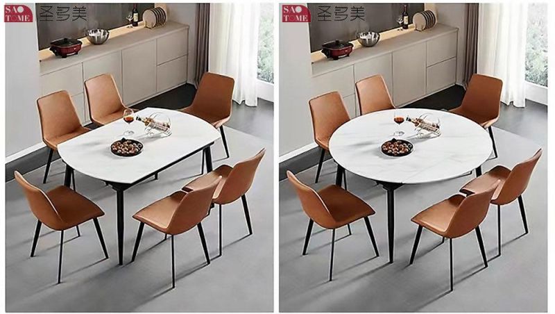 Modern Style Southeast Asia Design Extendable Gorgeous Dining Table Matel Slate Dining Table
