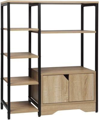 Modern Metal Wooden Bookshelf with 5 Tiers Rustic Bookcase