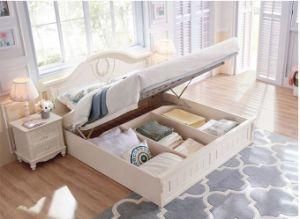 Custom Made European Style White Storage Wooden Bed for Bedroom