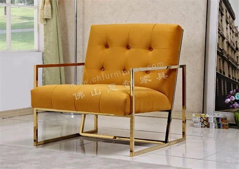 Hyc-Sf09 Home Furniture Moden Stainless Steel Base Velvet Cushion Living Room Sex Sofa Chair