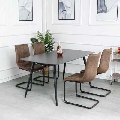 Modern Luxury Dining Room Furniture Cowboy Fabric 4 Seats Chair and Sintered Stone Dining Table Set