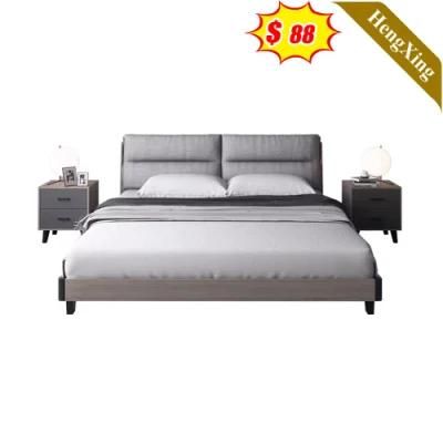 Luxury Wooden Bedroom Furniture Set Nightstand Mattress Comfortable Leather Double Bed