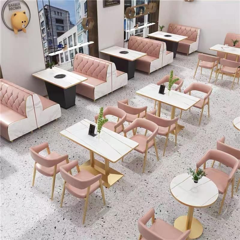 China Factory Modern Design Luxury Home Furniture Marble Stainless Steel Dining Table