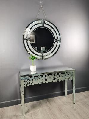 HS Glass Silver Mirror Modern Furniture Console Table with Mirror Set