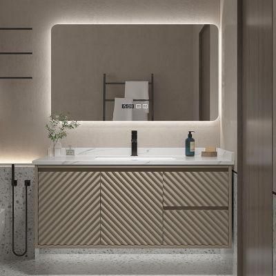 Exquisite Exterior Design Wall Mounted Irregular Design Two Doors Two Drawers Bathroom Vanity Cabinet with LED Mirror