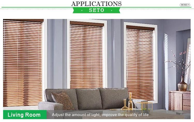 25mm 100% Wooden Blinds with Steel High Hedrail and Wooden Bottomrail Wand Control