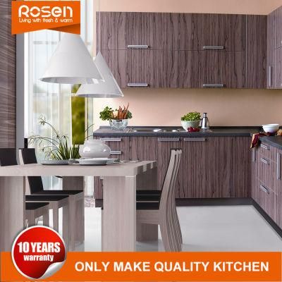 High End Wood Veneer and Gloss Black Color Paint Kitchen Cabinets