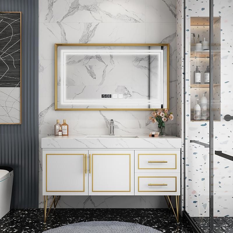 Free Standing Floor Modern LED Mirror Cabinet Hotel Bathroom Furniture