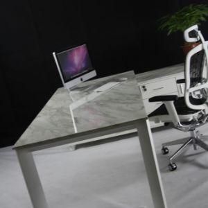 Modern Type Marble Office Manager Desk on Metal Frame