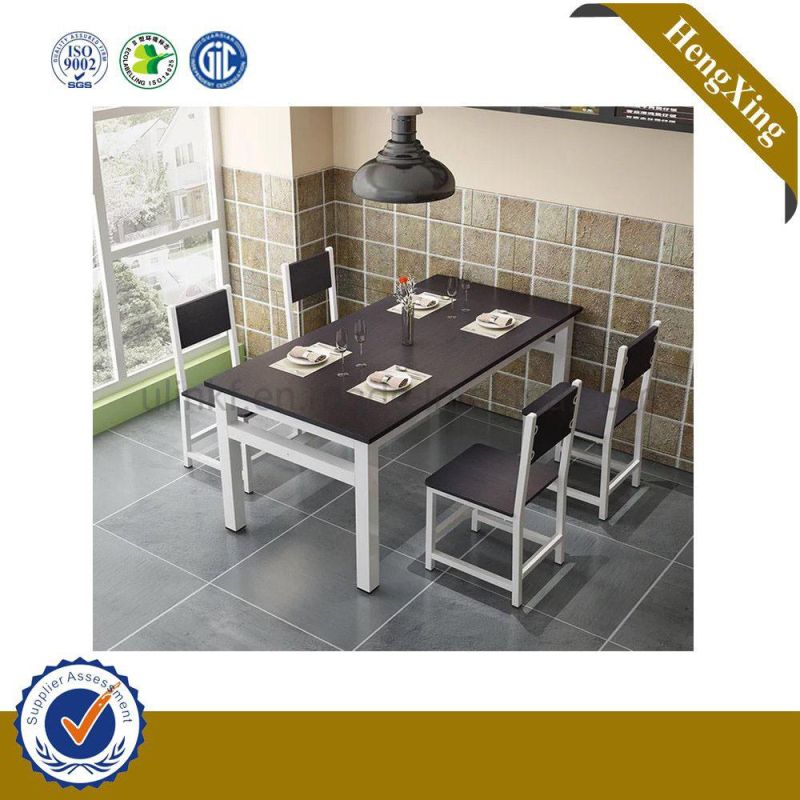 Modern Wooden Restaurant Dining Living Room Furniture Black Steel Dining Table