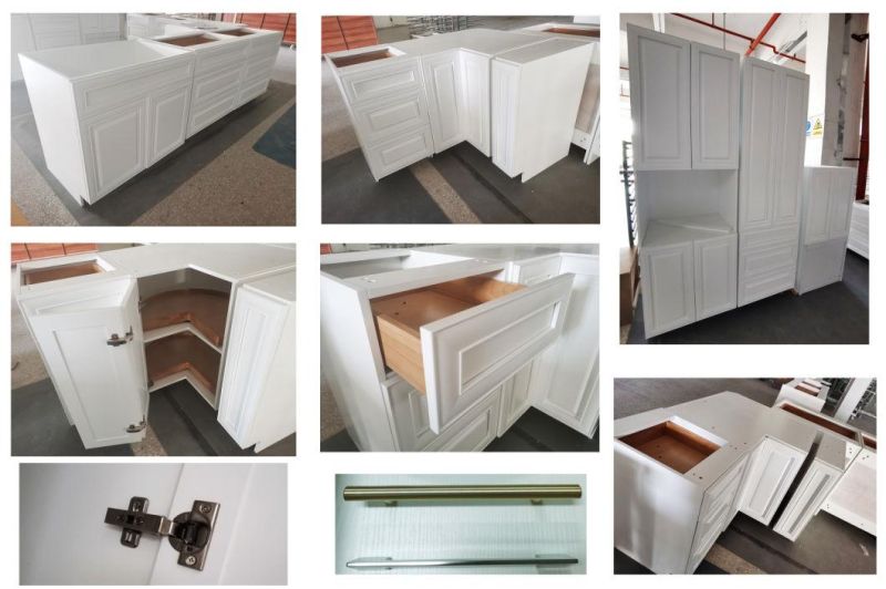 White Paint Color Classic Style Soild Wood Wooden Kitchen Cabinet with Cupboard