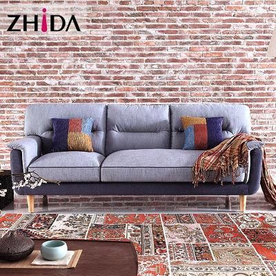 Fabric Small Couch with Colourful Cushions for Living Room