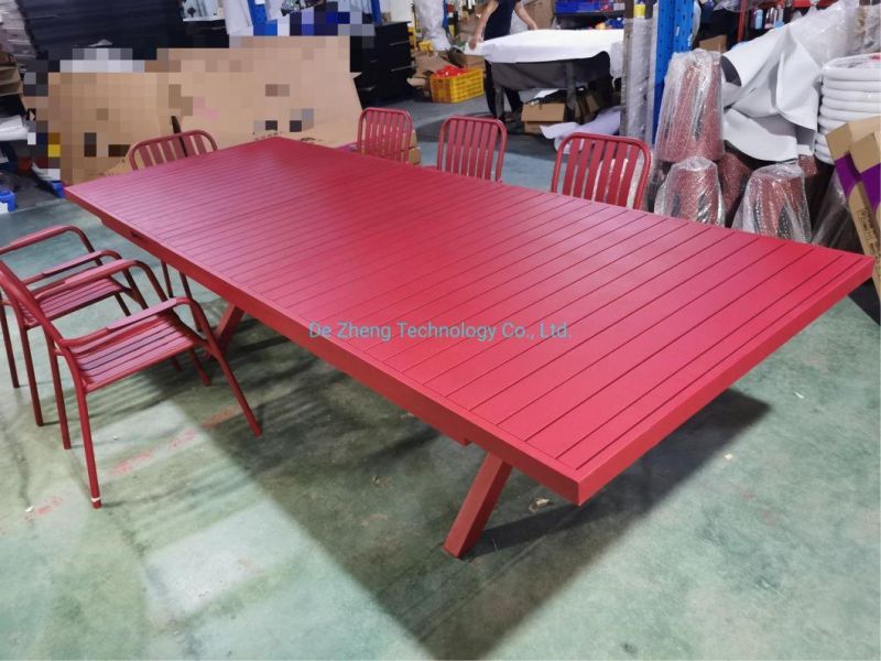 Aluminum French Garden Furniture Modern Style Trestle Dining Extendable Table Metal Garden Furniture