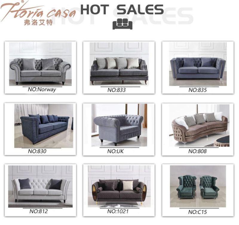 Modern Luxurious Unique Home Furniture Leisure Living Room Fabric Sofa Set with Tufted Buttons