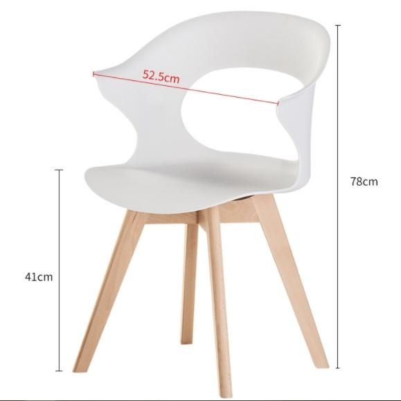 Modern Nordic Simple Backrest Wood Leg Dining Room Furniture Plastic Dining Chair