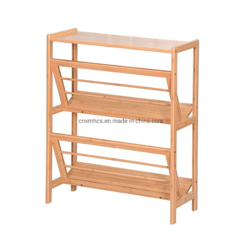 Bamboo Floor Standing Book Shelf Bookcase Display Book Rack 3 Tier Bookcase Organizer Storage for Home Office, Living Room