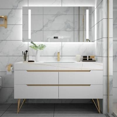 Luxury New Design Wall Mounted Ripple Effect Bathroom Vanity with Factory Price with Rock Plate Sink
