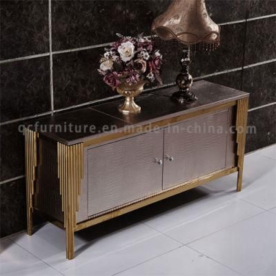 Modern Hotel Furniture Brushed Rose Golden Stainless Steel Frame Console Table