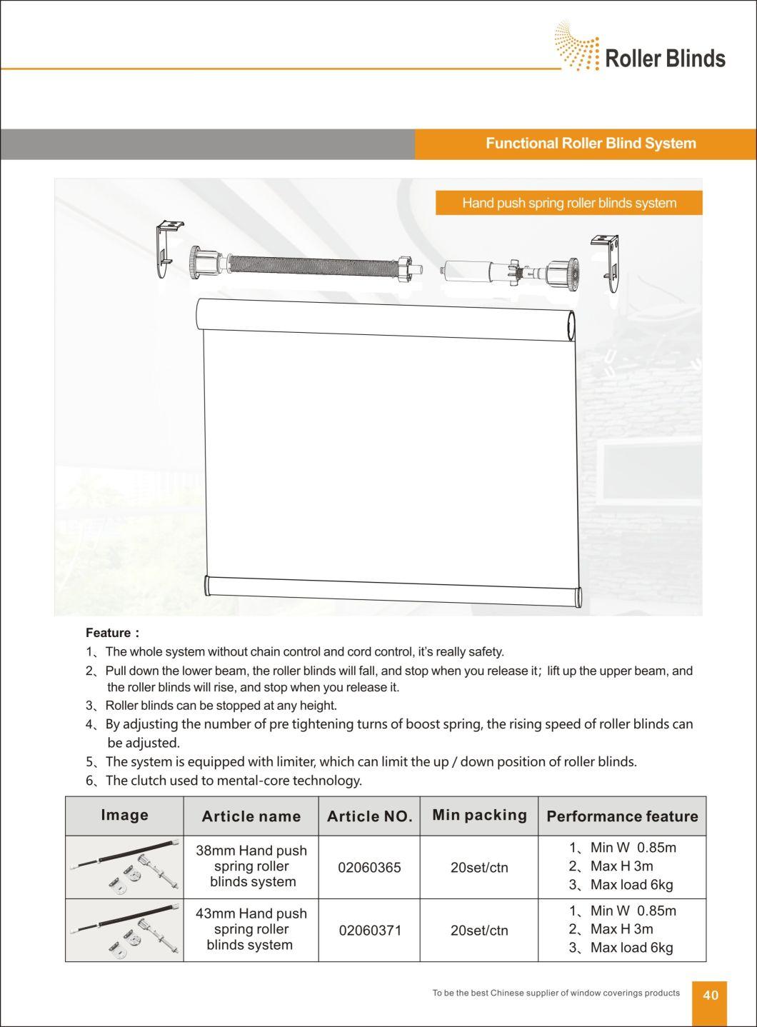 Hand Push Spring Roller Blinds Components for Window Blinds