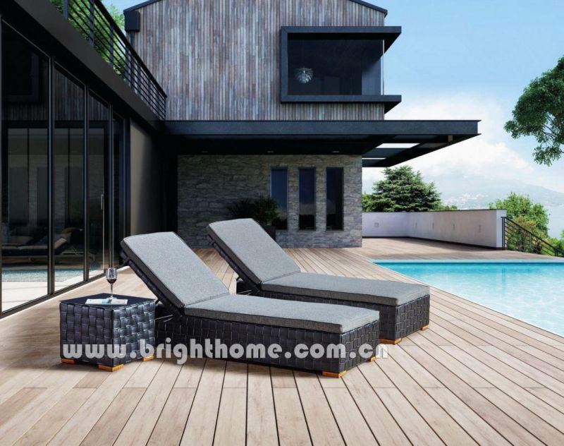 Beach Sun Lounger Outdoor Garden Pool Furniture Rooftop Balcony Rattan Wicker Deck Chair Lounge Lying Bed Daybed Sunbed