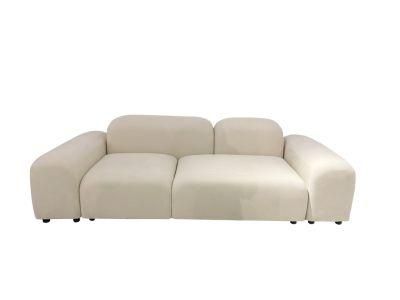 Luxury Beige Cream Designer Curved Stainless Steel Base Velvet Custom Seater Sofa for Living Room