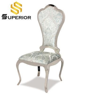 Wholesale China Factory Modern Fabric Dining Chair Silver Stainless Steel
