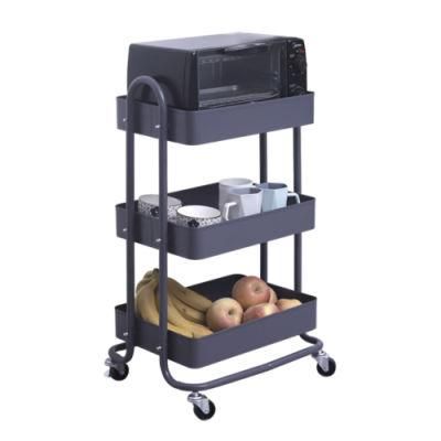 Metal Movable Trolley Organizer Kitchen Storage Holder Rack Utility Rolling Trolley Cart