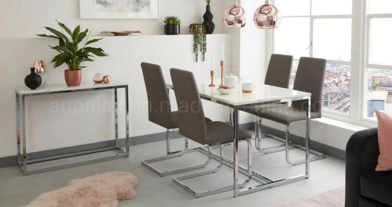 Dining Room Furniture White and Black Marble Restaurant Table