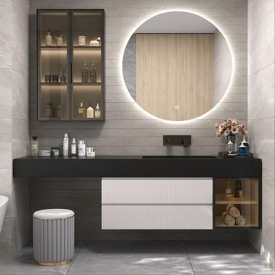 New Design Modern Bathroom Vanity Modern Melamine Plywood Wall Mounted Bathroom Vanity with LED Mirror