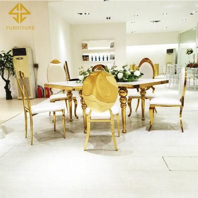 French New Arrival Beautiful Reception Stainless Steel Restaurant Dining Antique Chair