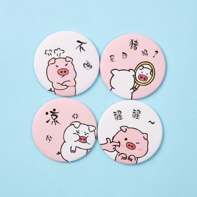 Customizable Cartoon Pig Pattern Pocket Mirror, Pocket Mirror Round, Custom Pocket Mirror